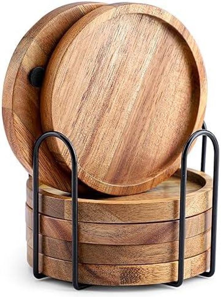 Untersetzer Holz Rund für Gläser 6er Set, Untersetzer aus Produktbild 
