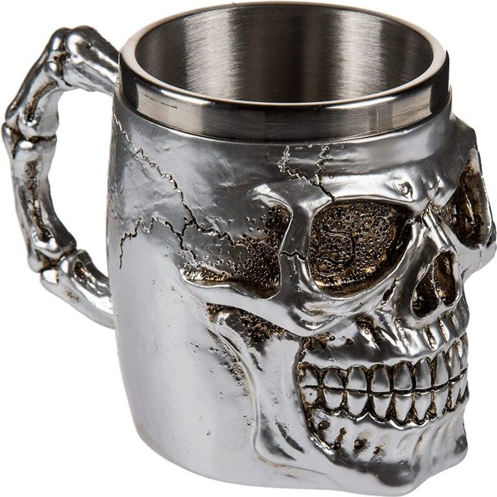 Out of the Blue Versilberter Becher Pokal Totenkopf Produktbild 