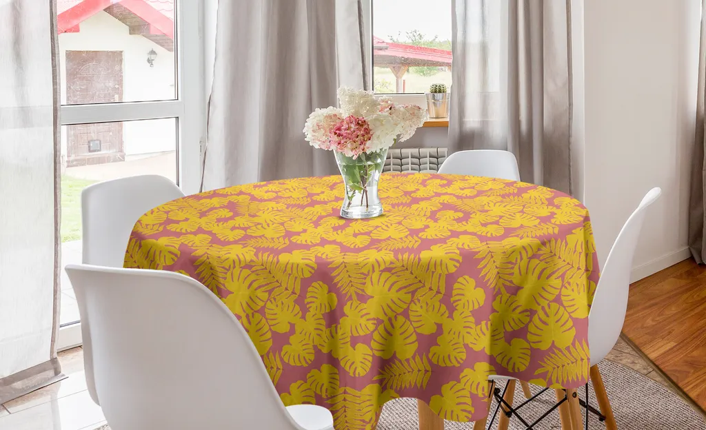 Tovaglia Esotica ABAKUHAUS 150 cm - Rosa Antico e Giallo Tropic