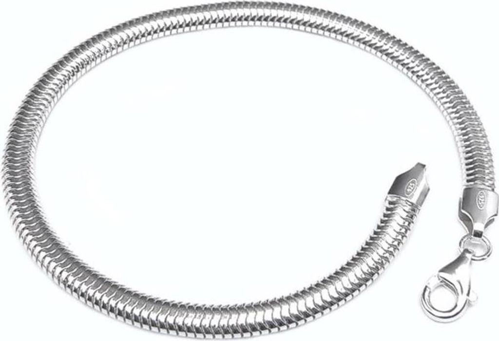 SILBERKETTEN STORE Schlangenkette Armband, oval 4,5mm - 925 Silber, Länge wählbar - 24cm