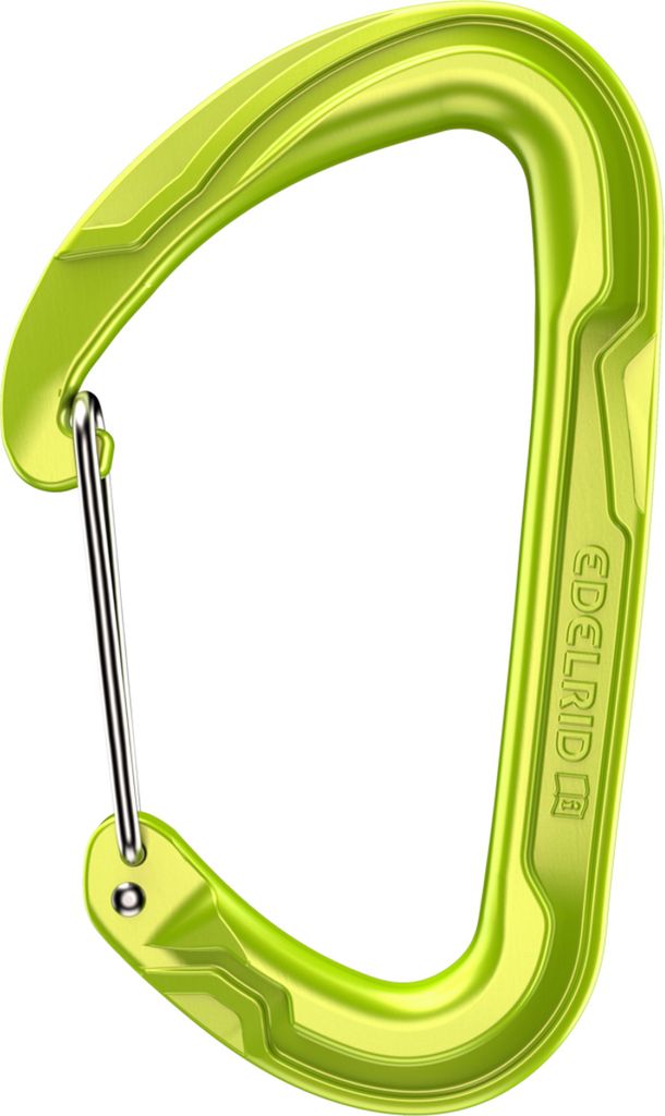 Schnappkarabiner "Pure Wire" von Edelrid in leuchtendem Grün; geeignet für Klettern.