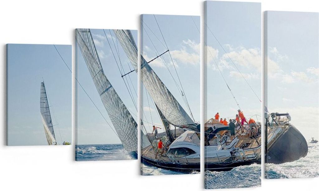Bild auf Leinwand - Leinwandbild - Segelschiff Meer - 100x60cm - Wand Bild - Wanddeko - Wandbilder - Leinwanddruck - Bilder - Kunstdruck - Wanddeko...