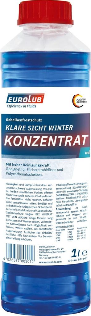 EUROLUB KLARE SICHT WINTER Konzentrat 1 Liter Produktbild 