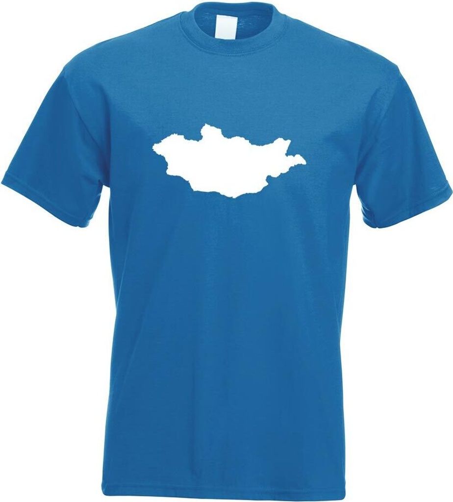 Kiwistar - T-Shirt - royal - Mongolei Umriss Kontur Herren Funshirt Bedruckt Design Sprüche Spruch Motive - mit Motiv Bedruckt - Funshirt Design -...