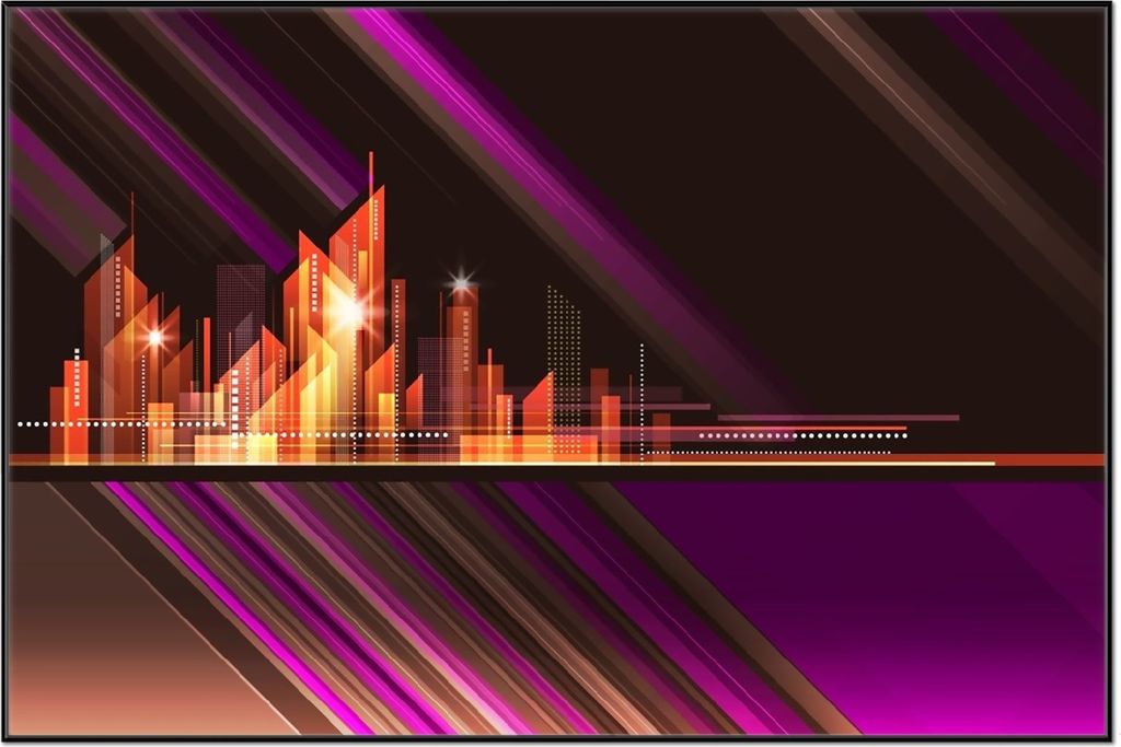Wallario Wandbild Abstrakte Skyline einer modernen Stadt, Größe: 61 x 91,50 cm, Poster mit schwarzem Aluminiumrahmen