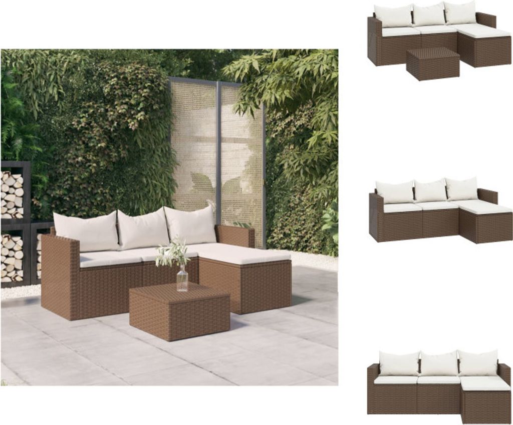 vidaXL Garten-Lounge-Set Braun Poly Rattan - Gartenmöbel-Sets