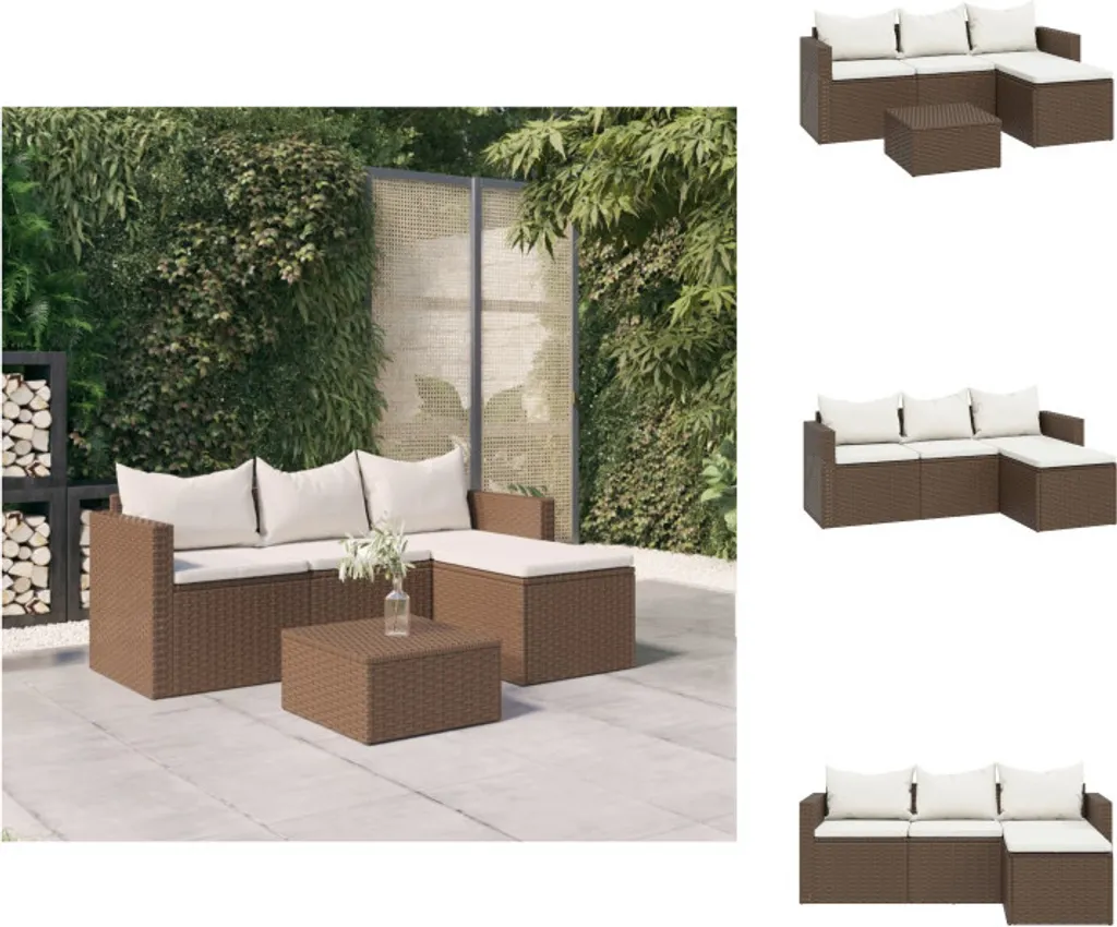 Ensemble lounge de jardin en polyrotin brun résistant aux intempéries