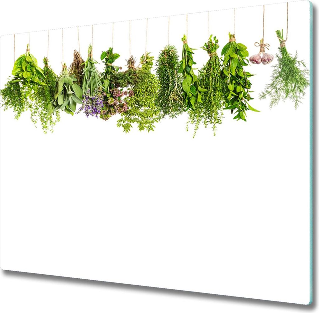 Glas Herdabdeckplatte 60x52 cm Spritzschutz Glasabdeckplatte Schneidebrett Kräuter Schnur
