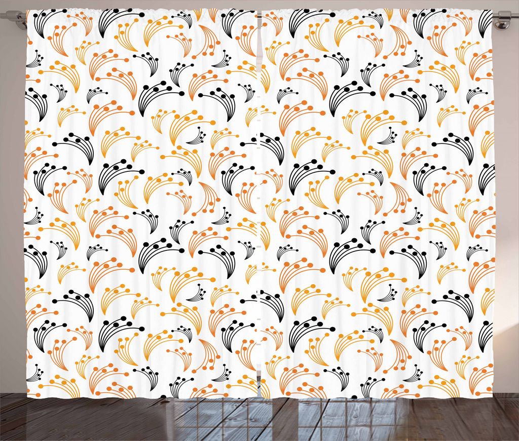 ABAKUHAUS Blumen Rustikaler Vorhang, Botanischer Scenic Nature, Wohnzimmer Universalband Gardinen mit Schlaufen und Haken, 280 x 245 cm, Orange Sch...