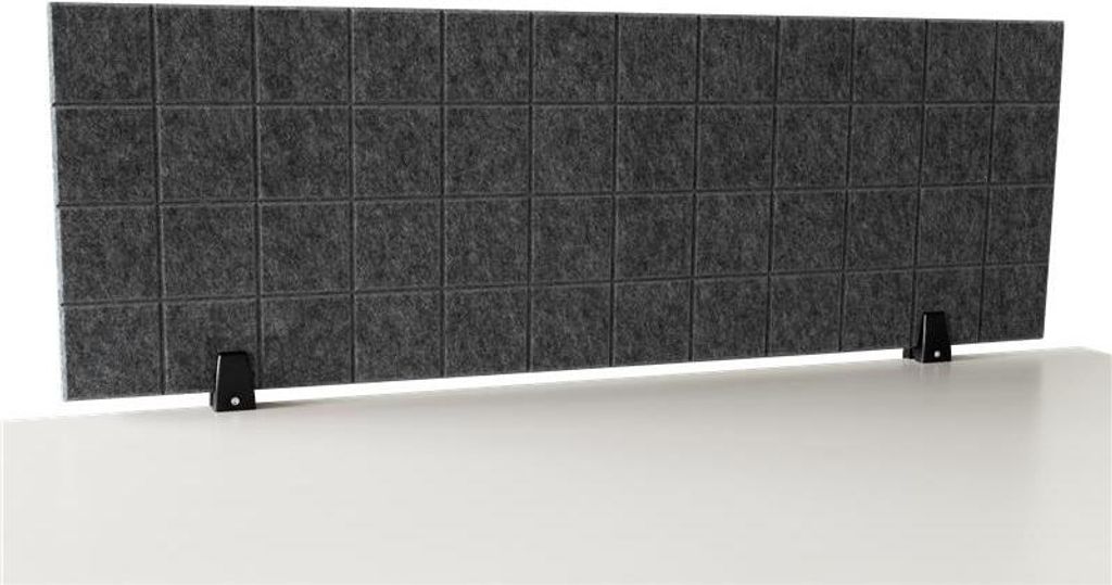 Trennwand-Set imstande, 1x Akustik-Trennwand 120x40cm grau, 1x Clip, schwarz,2er-Pack