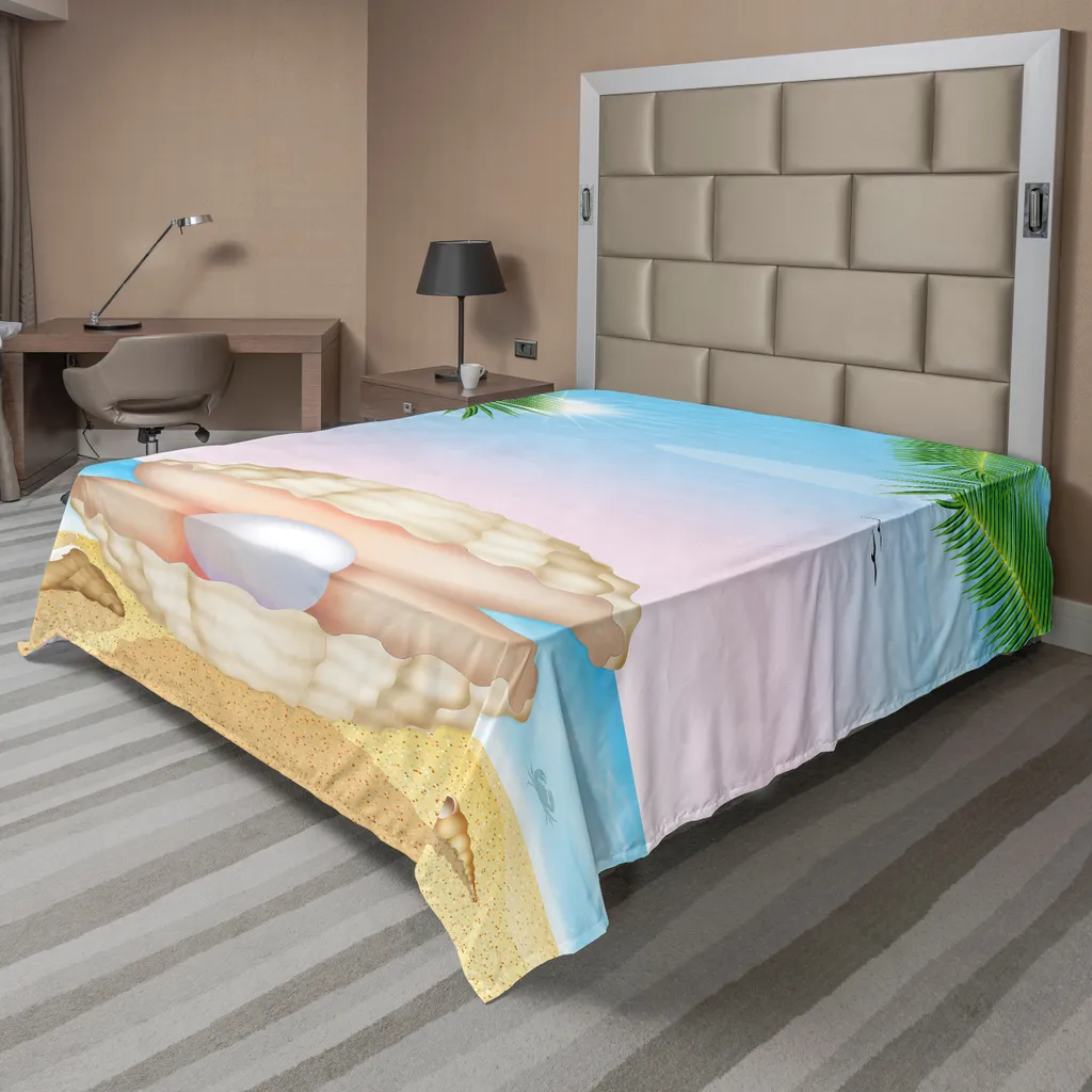 Drap de Lit Doux et Confortable Motif Plage Tropicale et Arbres Exotiques