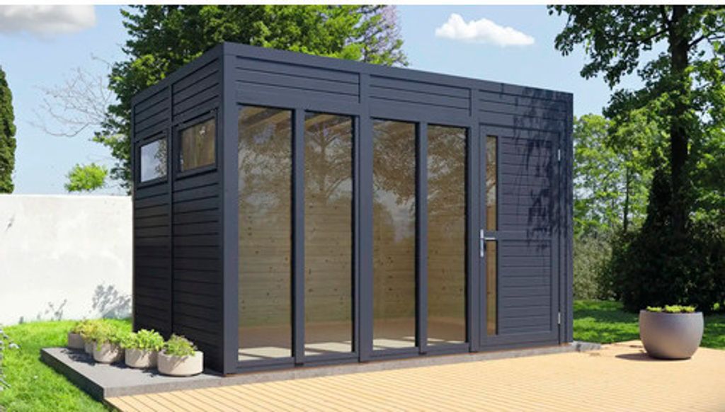 Bertilo Gartenhaus Cubus 3 Office - 19 mm anthrazit Produktbild 1