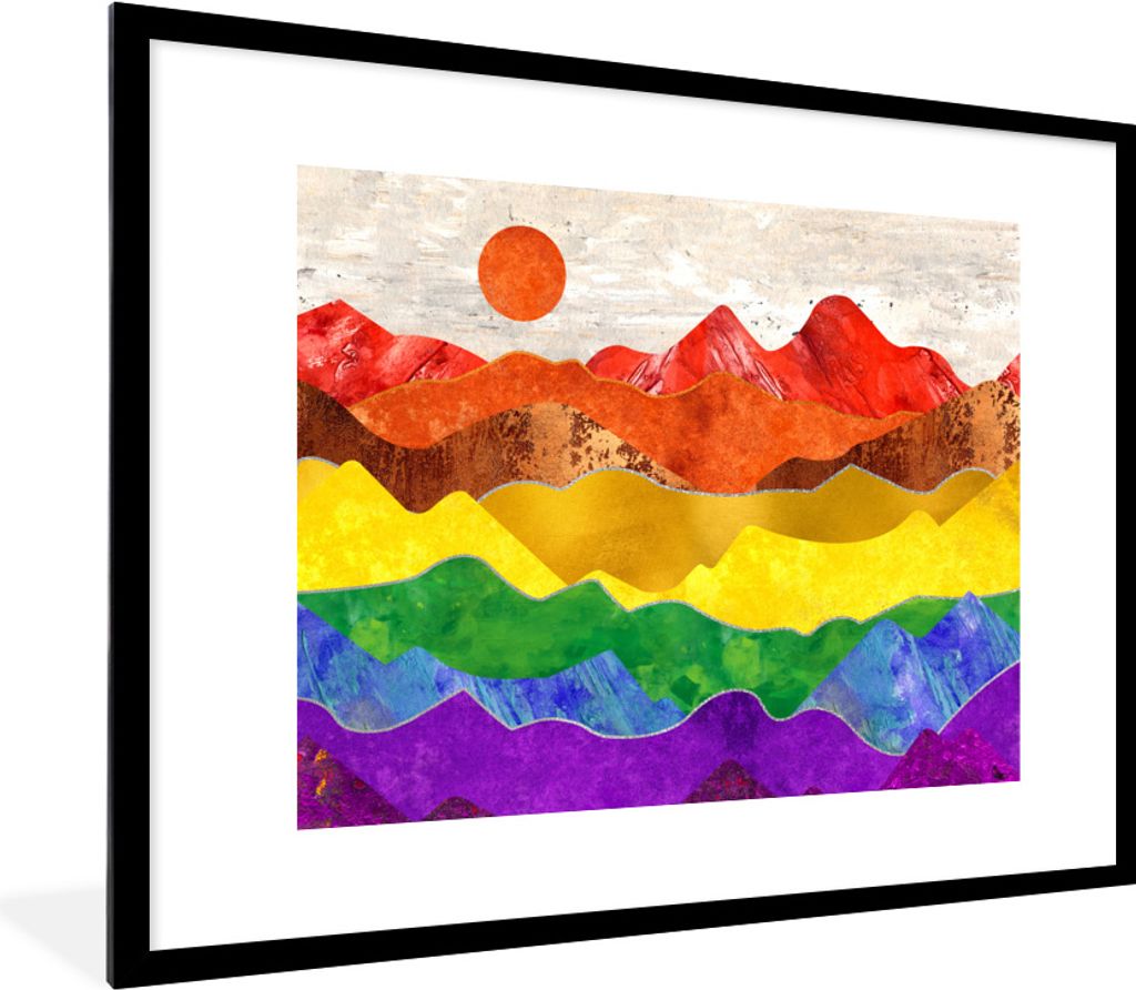 MuchoWow® Gerahmtes Poster Stolz - Regenbogen - Marmor Produktbild 