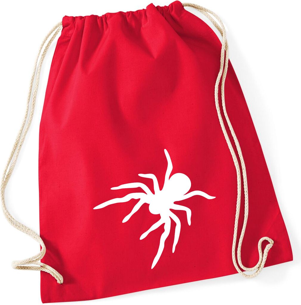 Huuraa Turnbeutel Spinne Silhouette 12 Liter Classic Red Baumwolle Rucksack Geschenkidee