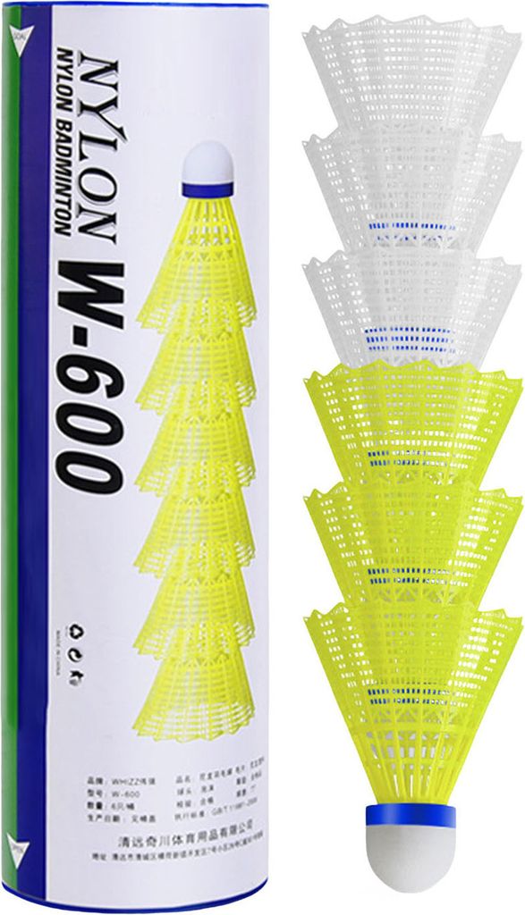 6er-Pack Badminton-Federbälle aus Nylon, Birdies, Federbälle aus Nylon mit Federn, Badmintonbälle für Sporttraining im Innen- und Außenbereich