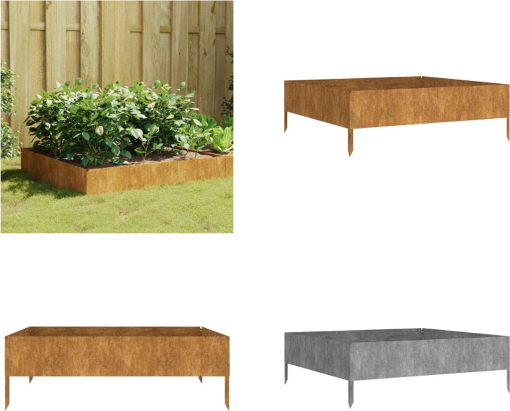 vidaXL Hochbeet 100x100x33,5 cm Cortenstahl - Garten-Hochbeet - Garten-Hochbeete - Hochbeet - Gartentopf