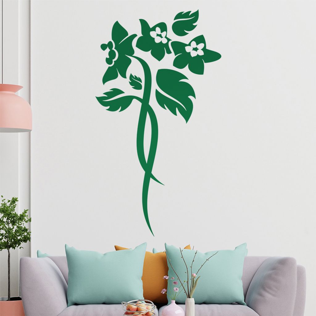Blume - Linien Wandtattoo in 6 Größen - Wandaufkleber Wall Sticker - Dekoration, Küche, Wohnzimmer, Schlafzimmer, Badezimmer