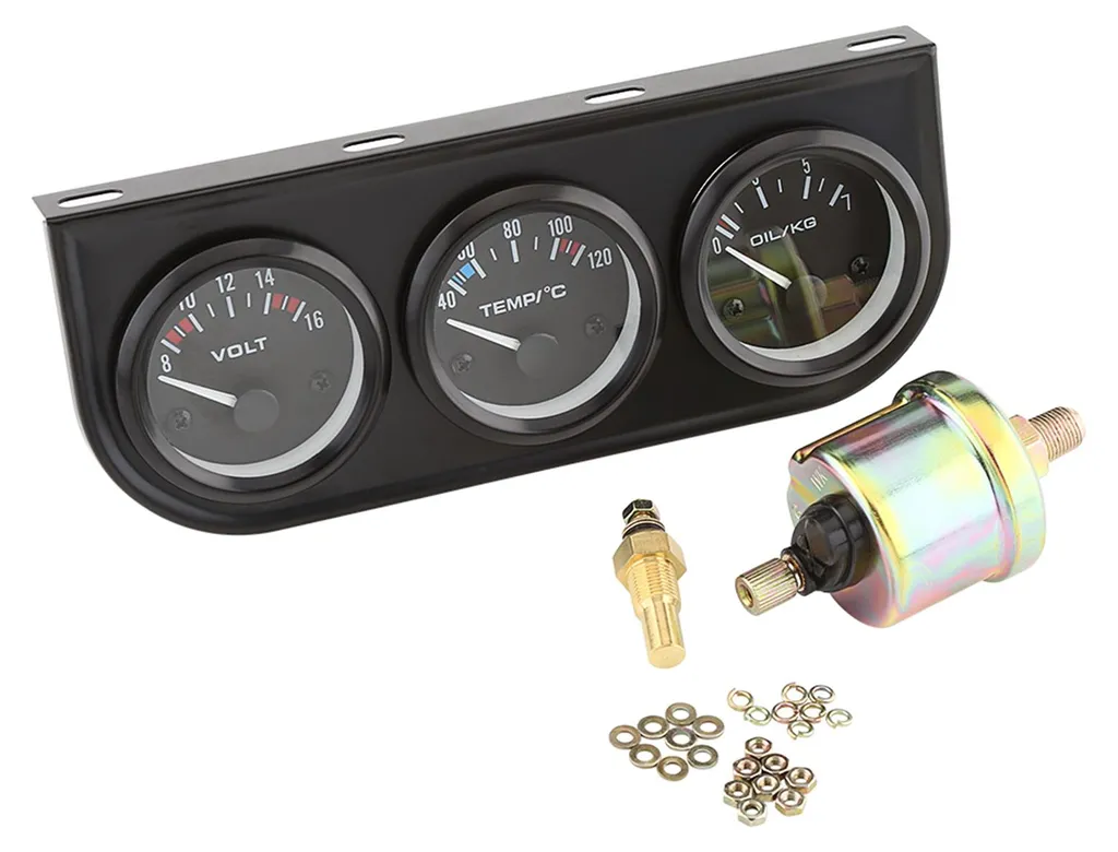 Instrument de bord triple 52mm pour surveiller moteur voiture et camion