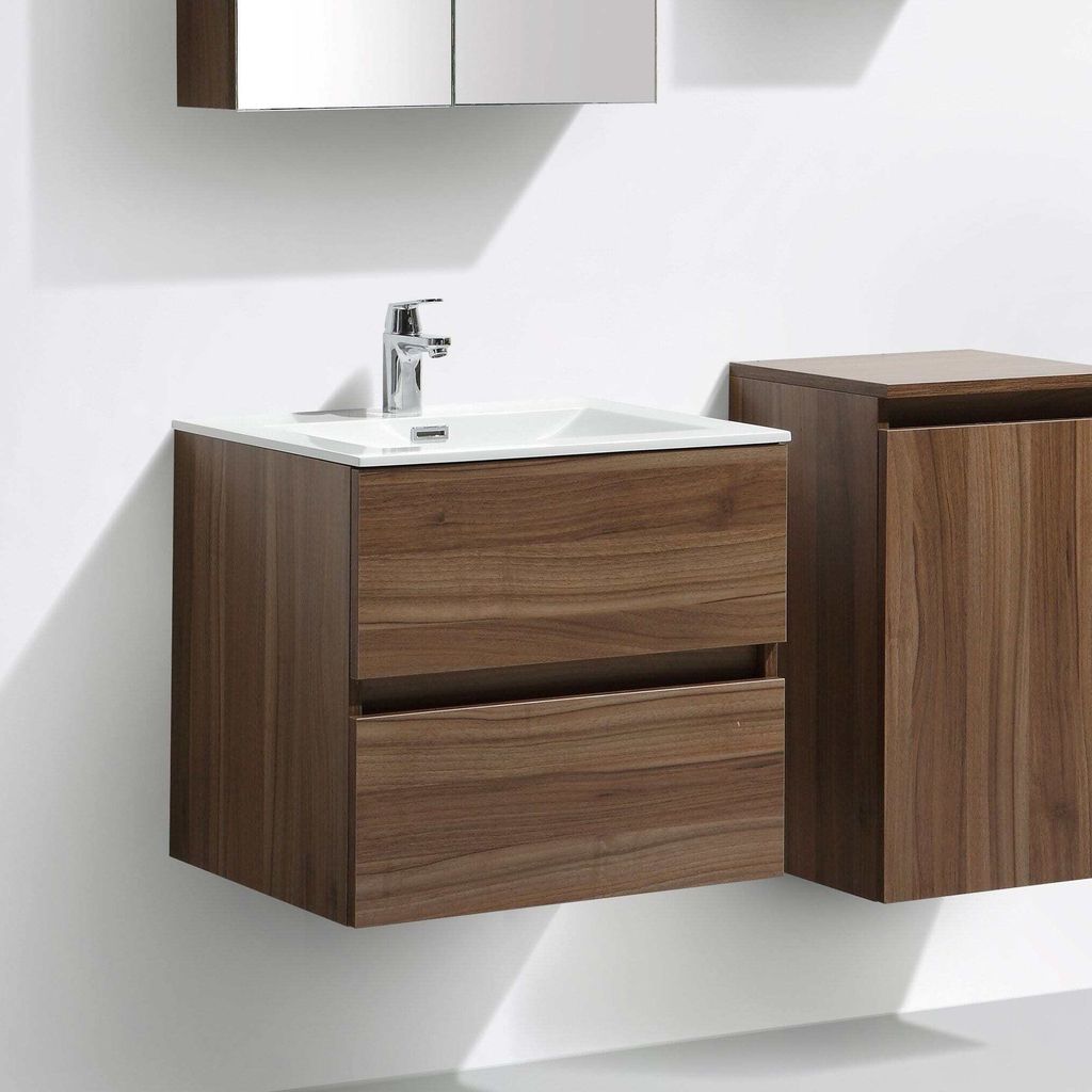 Waschtisch + Unterschrank 60cm montiert Nussbaum SIENA Produktbild 