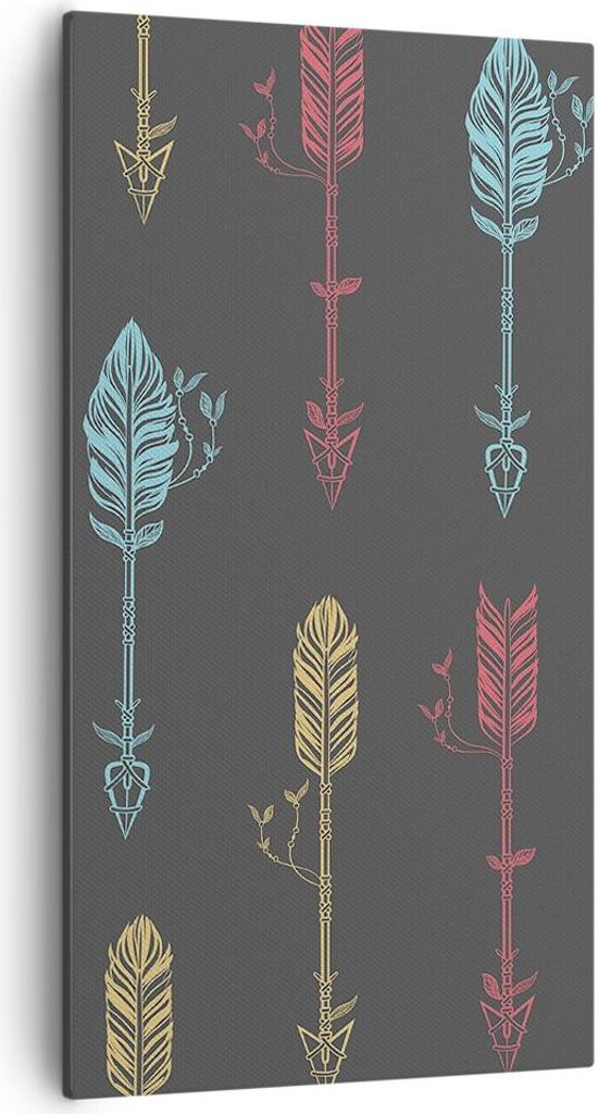 Bild auf Leinwand - Leinwandbild - Pfeil Feder - 55x100cm - Wand Bild - Wanddeko - Wandbilder - Leinwanddruck - Bilder - Kunstdruck - Wanddekoratio...