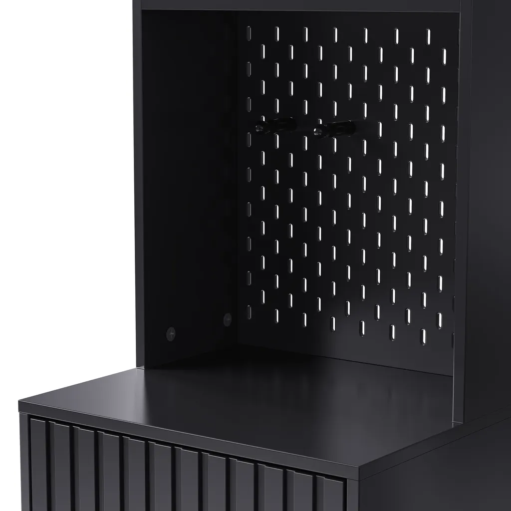 Armoire d'angle multifonctionnelle avec banc à chaussures métal noir - 10