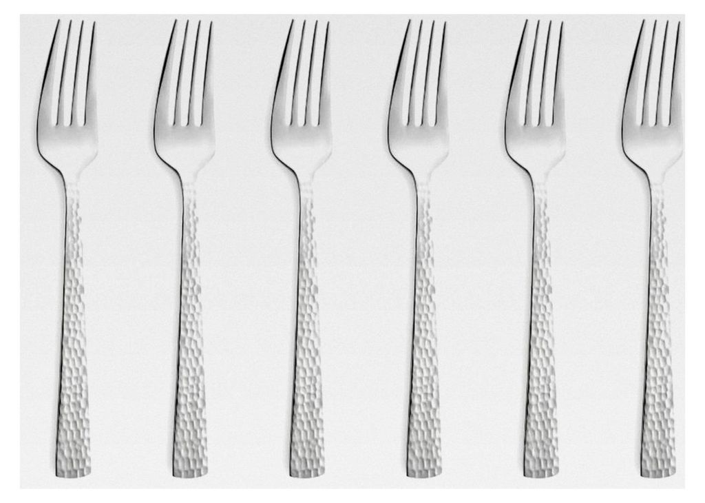 Kuchengabel Set 6-teilig, Hochwertige Kuchengabeln im Hammerschlag-Design, 18/0 Edelstahl, spülmaschinenfest