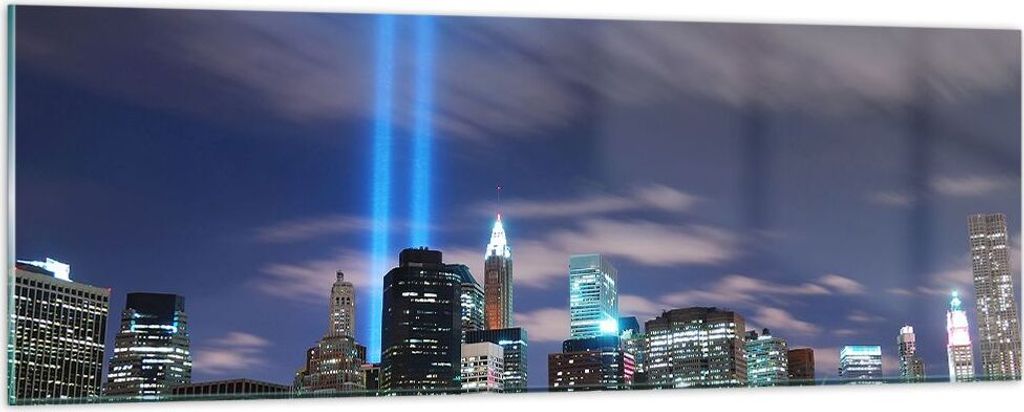 Bilder auf glas - Wolkenkratzer Lichter Ansicht - 90x30cm - Glasbilder - Wandbilder - Kunstdruck - zum Aufhängen bereit - Wanddekoration aus Glas ...