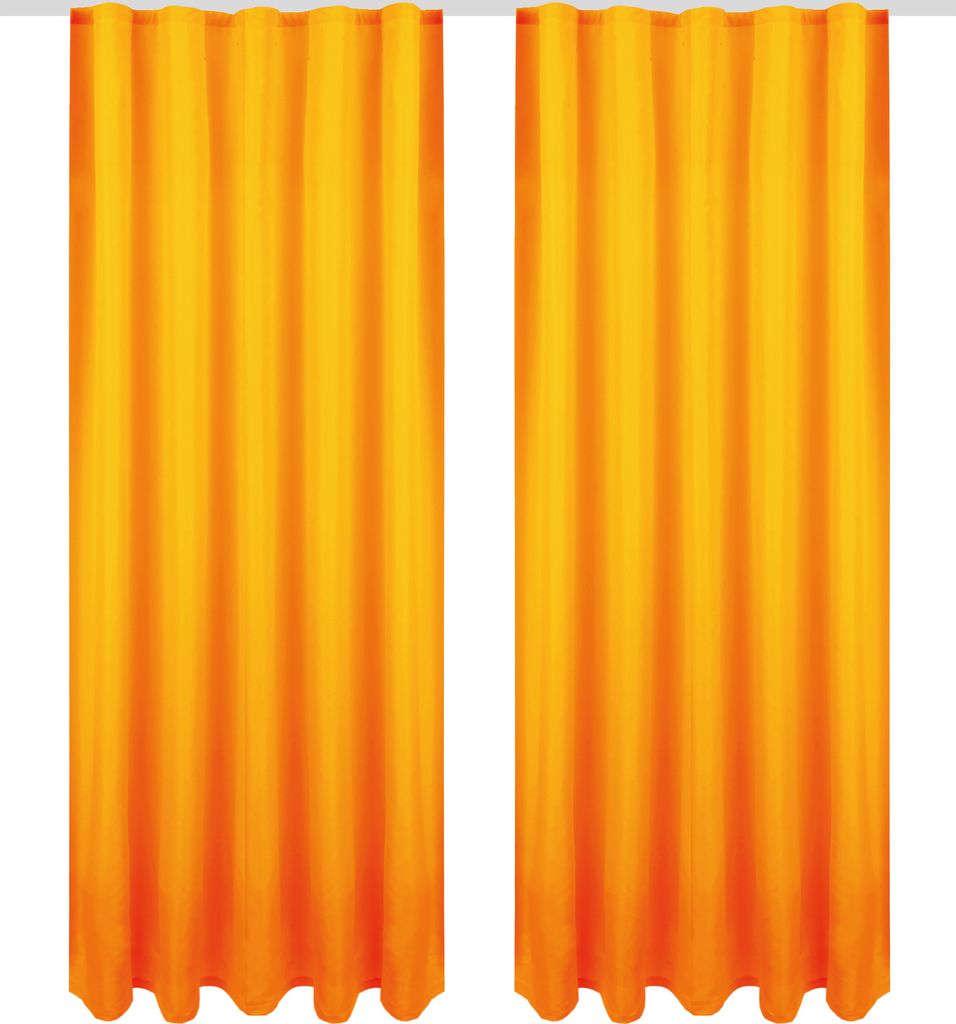 Gardine mit Universalband 140x145 cm in Hellorange, blickdichter Vorhang mit Kräuselband in vielen Variationen