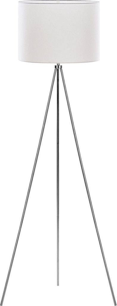 BELIANI Stehlampe Silber und Weiß Metall 148 cm runder Stoffschirm dreibeiniges Stativ langes Kabel mit Schalter Minimalistisches Design