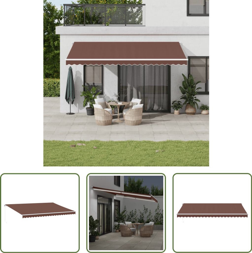 The Living Store Markise Manuell mit LED Braun 500x350 cm