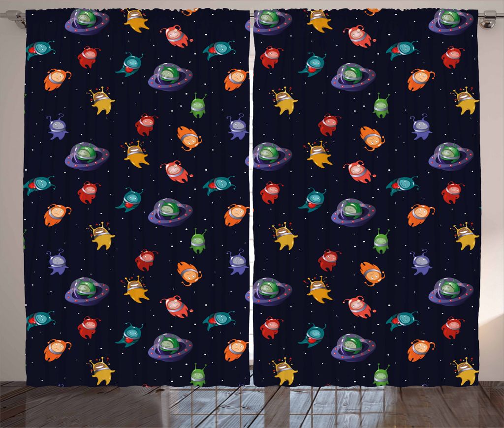 ABAKUHAUS Platz Rustikaler Vorhang, Aliens in der Liebe glücklich, Wohnzimmer Universalband Gardinen mit Schlaufen und Haken, 280 x 225 cm, Mehrfa...