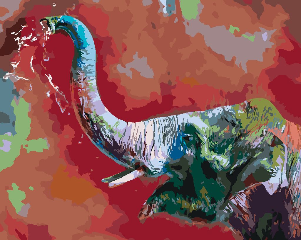 Zuty - Malen nach Zahlen - FRÖHLICHER BUNTER ELEFANT, 40x50 cm, ohne Keilrahmen