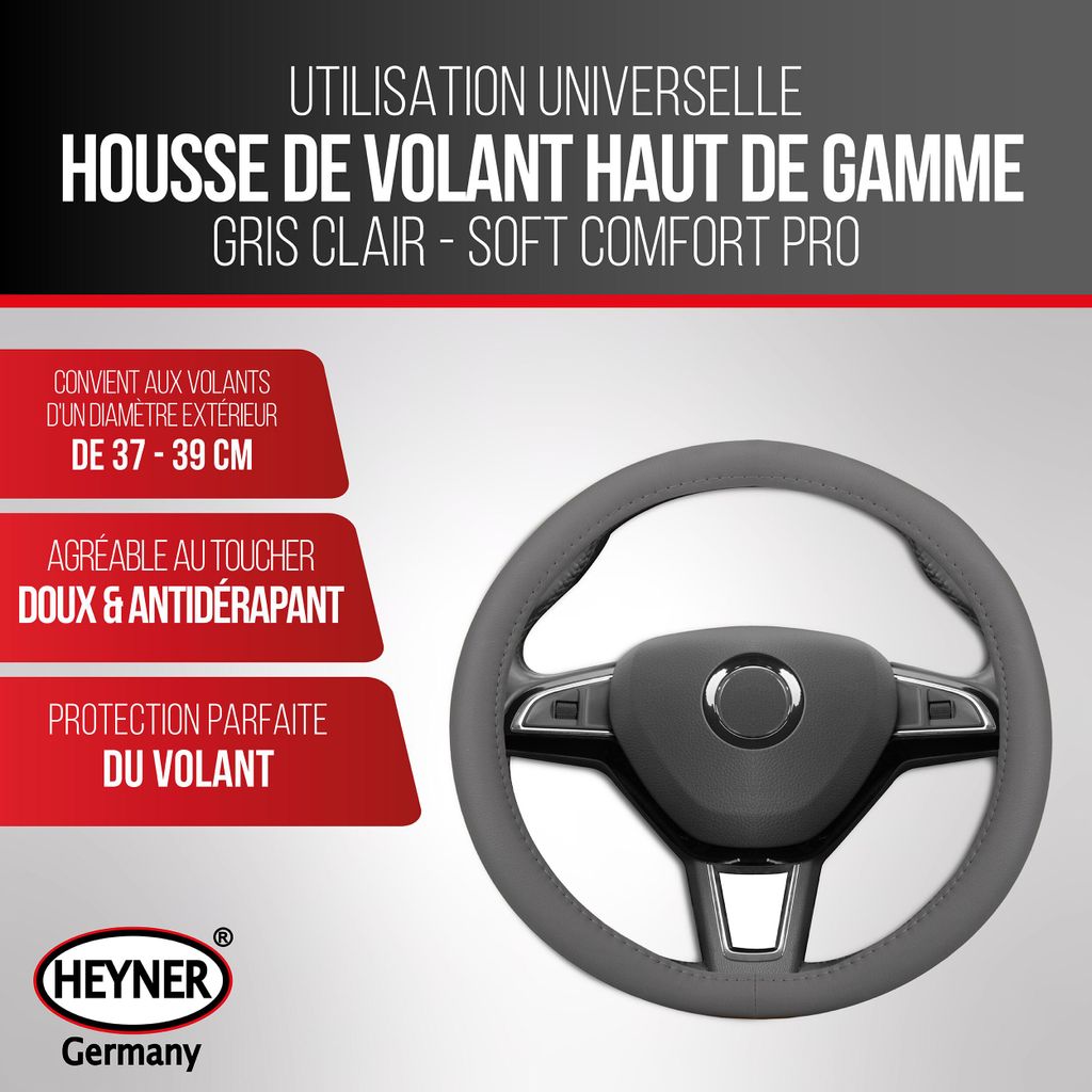 HEYNER® Housse de volant 37-39 cm pour voiture, gris, en Image du produit 