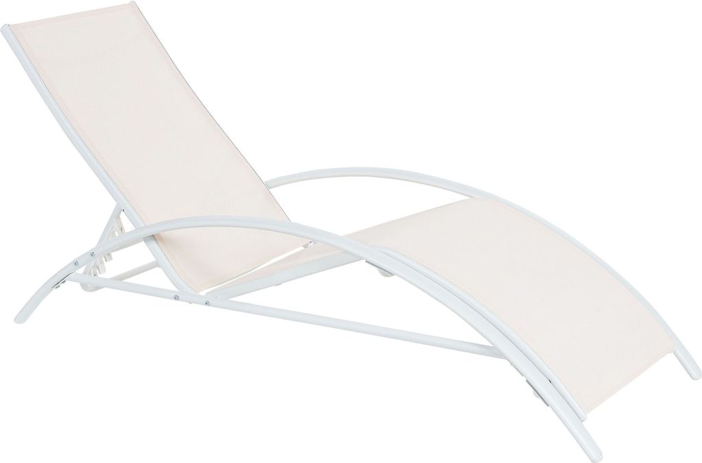 BELIANI Gartenliege beige weiß Stahlrahmen Mesh klappbar verstellbare Rückenlehne Modernes Design