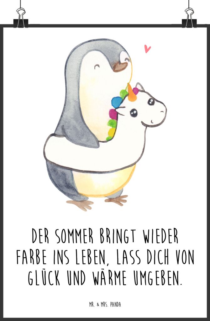 Mr. & Mrs. Panda Bild Sommerfarben DIN A0 - Weiß - Geschenk, strahlender Himmel, wanddeko, Sommerprodukte, Wandbild, drucke, Handgefertigte Produk...