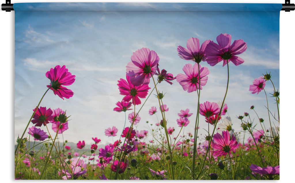 MuchoWow Wandteppich Wandbehang Blumen - Rosa - Cosmea 150x100 cm Tapisserie Dekoration Wandtuch - Waschbar - Tapisserien - Wand-Decke