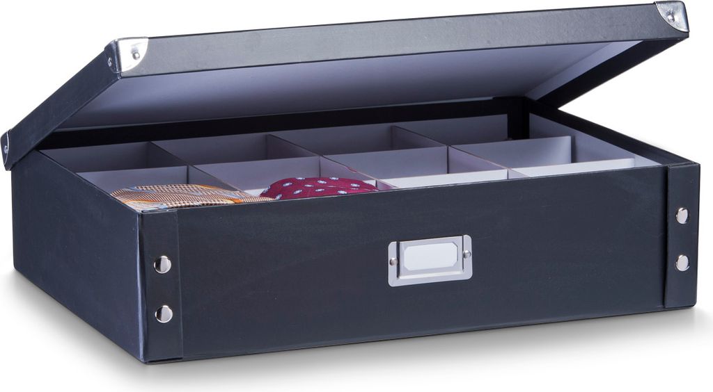 Zeller Krawatten-/Gürtelbox, Pappe, schwarz 44,5x31,5x11