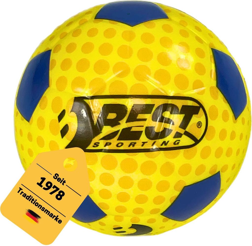 Best Sporting Mini Bouncing Fußball I Sprungball in Gelb/Blau I Robuster und langlebiger Springfußball I Ideal für Outdoor & Indoor Spiele, Farb...