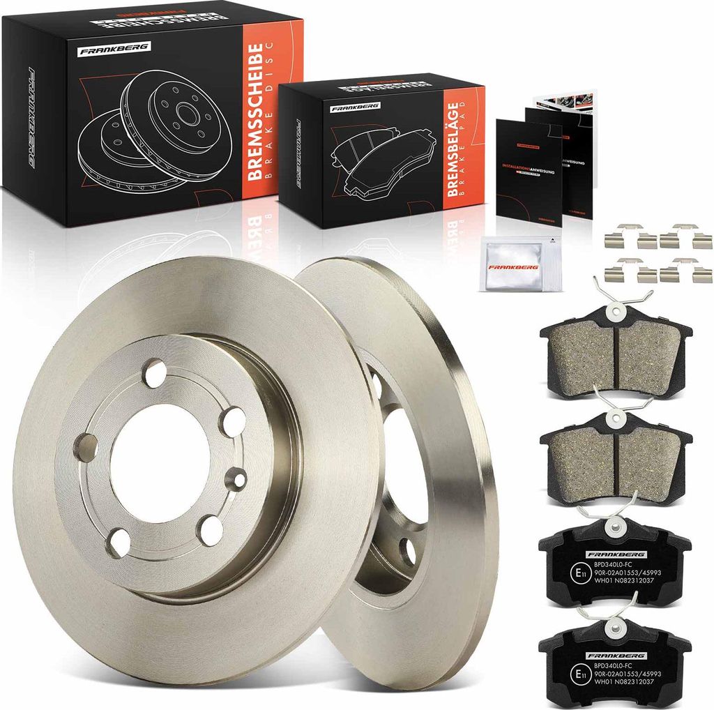Frankberg 2x Bremsscheiben 4x Bremsbeläge Hinterachse für VW Golf IV Bora Variant Van Audi A3 TT Skoda Octavia I Combi