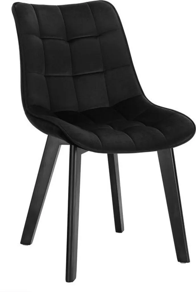 Chaises ergonomiques contre le mal de dos, velours noir et bois de table