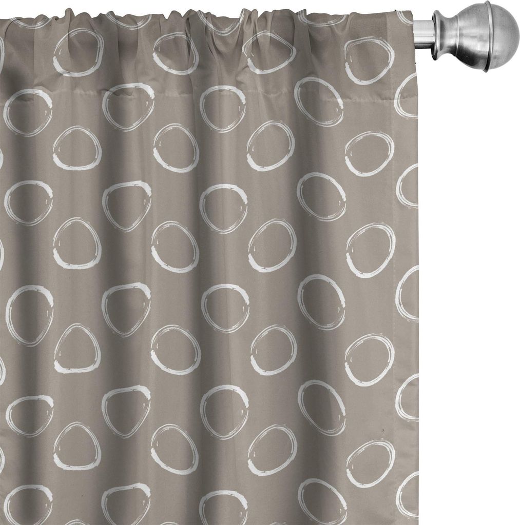 ABAKUHAUS Taupe Vorhänge, Gardinen, Einfache künstlerische Muster-Ring-Formen Grungy Anzeige mit Brushstrokes-Weinlese-Art, 2 Stück 75 x 175 cm,...