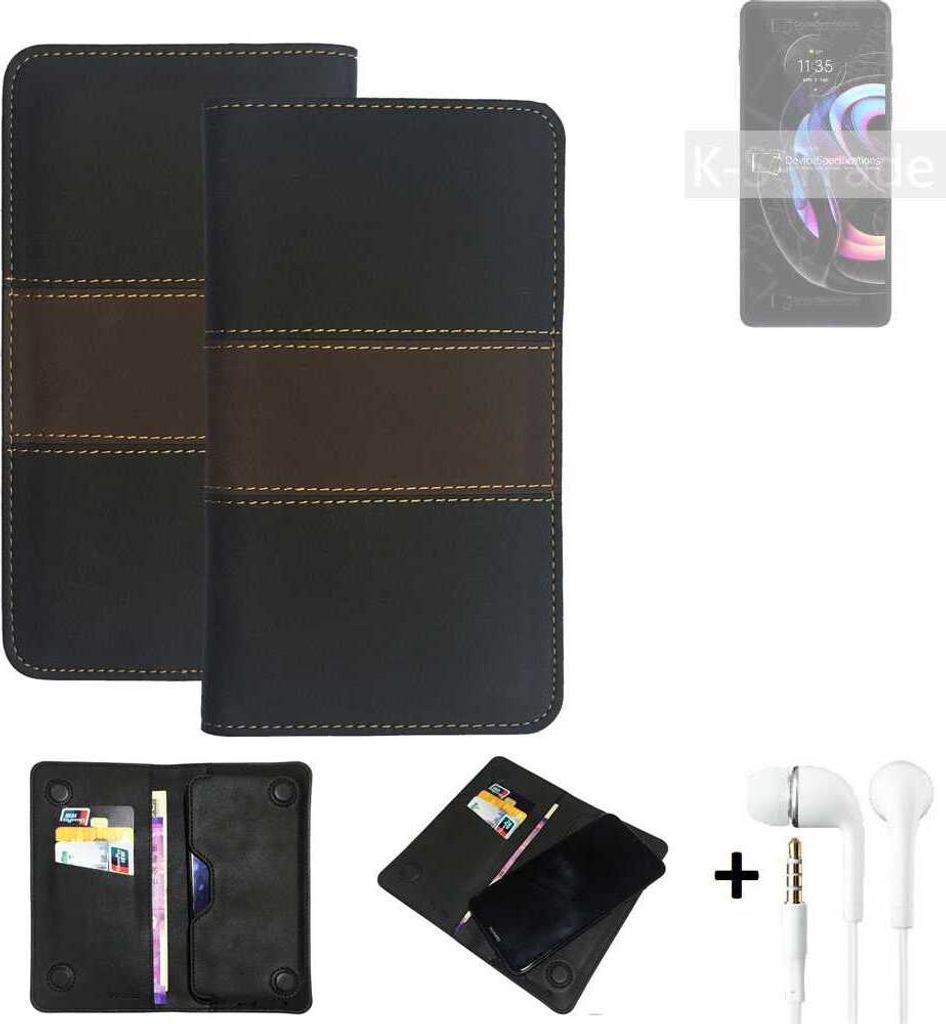 K-S-Trade Handyhülle + Kopfhörer kompatibel mit Motorola Edge 20 Pro Schutzhülle Walletcase Bookstyle Tasche Schutz Case Hülle Wallet Cover
