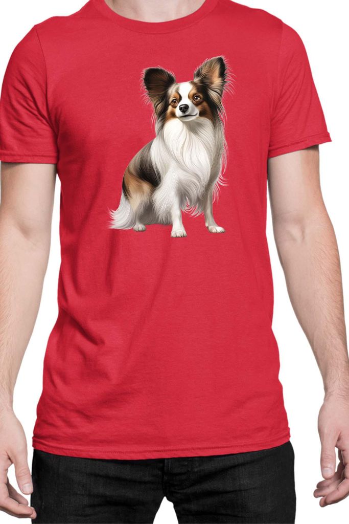 Herren T-Shirt Dogs Breeds Papillon Dog Breed 005, Man S / Rot