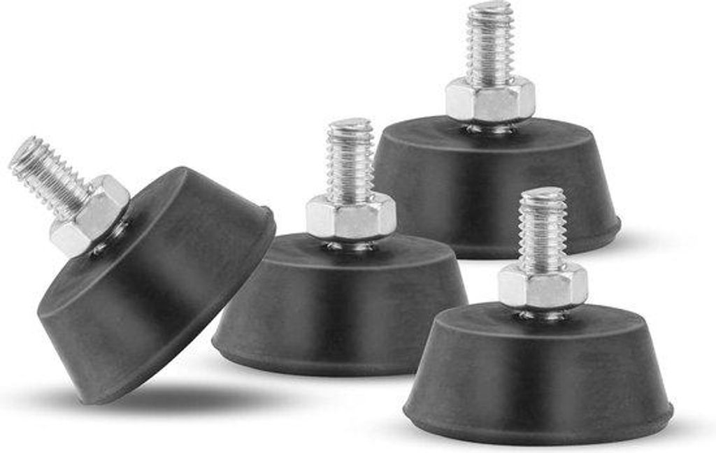 Verstellbare Möbelstützen mit gummierten Fußsohlen, schwarz, M6 x 32 mm, 4-teiliges Set, Höhenverstellbare Stützen für Möbel und Ausrüstung.