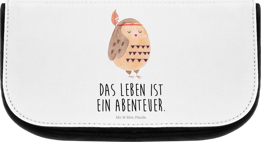 Mr. & Mrs. Panda kulturtäschchen Eule Federschmuck - Weiß - Geschenk, Kulturbeutel, Organizer, Schminktasche, Das Leben Ist Ein Abenteuer, Make-U...