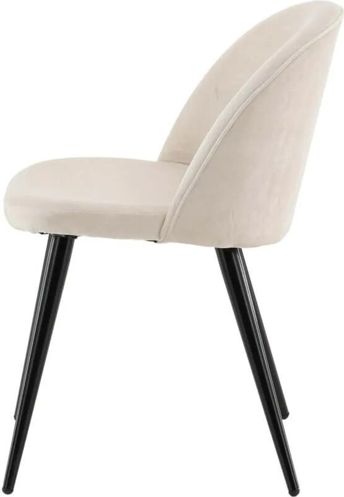 Sedia FURNLUX Velluto Beige e Metallo Nero 50x57x77cm | Arredo Glamour - 3