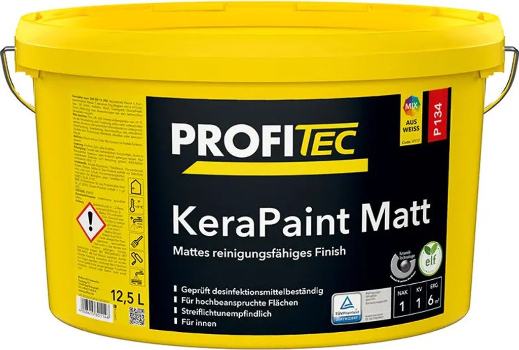 ProfiTec KeraPaint Matt P134, weiß, stumpfmatt 12,5 Liter : 12,5 Liter