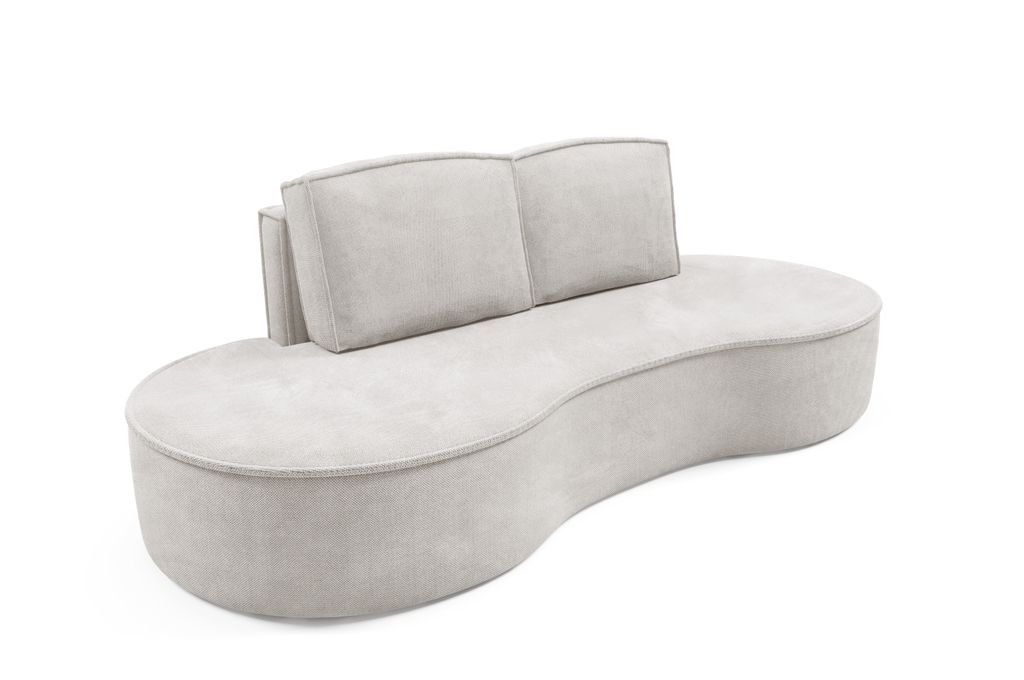 DomoHome Sofa Molly – Freistehendes Halbrunde Ausführung Designsofa mit zwei eleganten abnehmbaren RückenKissen Curio Stoff Größe: 234x101x88...
