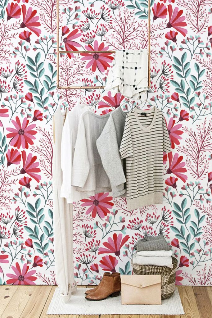 Coloray Fototapete 208x146 cm An Einer Wand Latex Latextapete - Boho Böhmischer Blumenblumengarten