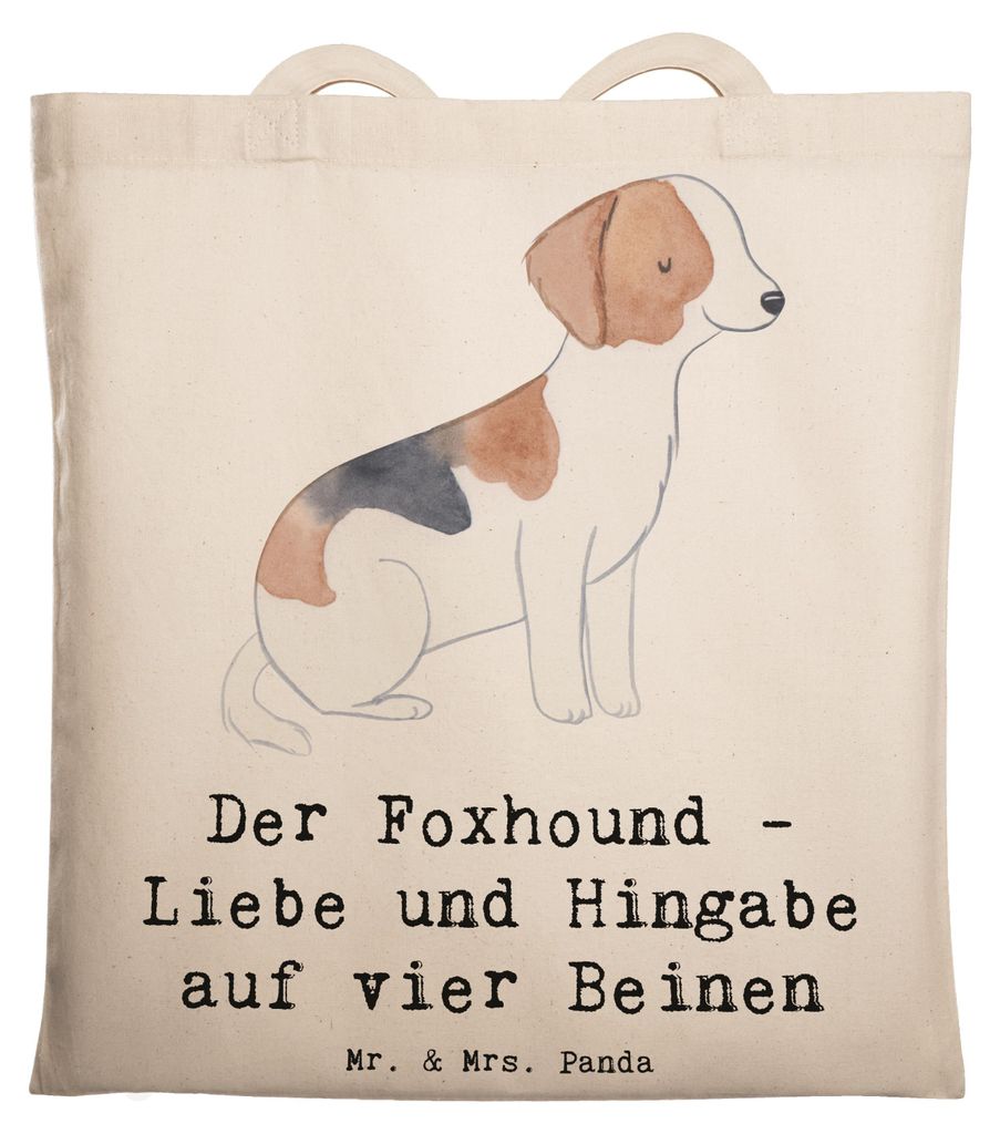 Mr. & Mrs. Panda Stoffbeutel Liebevoller Foxhound - Transparent - Geschenk, Hunde, Tragetasche, Jutetasche, Tasche, Hunderassen Vielfalt, Hunderass...